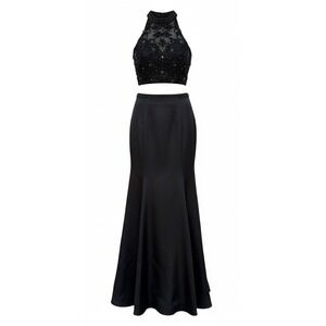 Morilee‎ 2 Piece Black Beaded Mermaid Prom Dress For Junior Lace Bodice 7/8